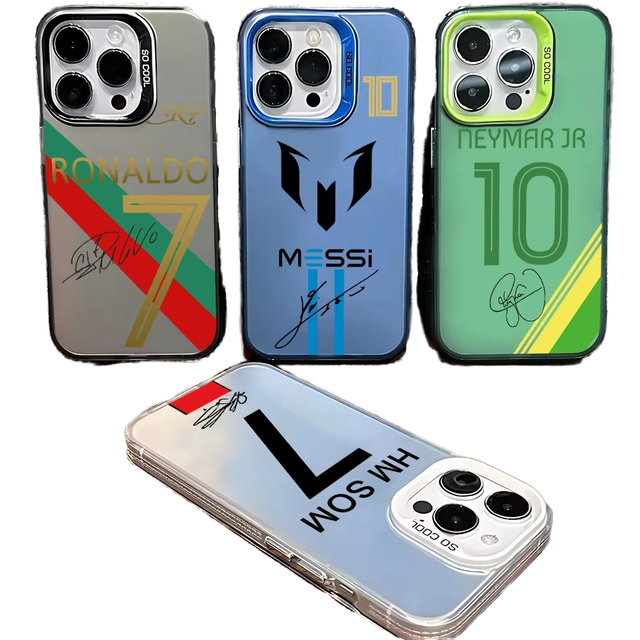 Hot Sale Football Team Colorful Silver TPU Shockproof Mobile Phone Case for 16 Plus 15 17 Pro Max IMD Transparent Shell
