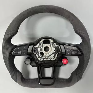 Volant pour Audi R8 A3 A4 A5 A6 <span class=keywords><strong>A7</strong></span> S3 S5 Q5 Q7 TT TTs RS RS3 RS5 RS7 <span class=keywords><strong>R3</strong></span> R5 Volant de voiture personnalisé en cuir Alcantara - Product Image 2