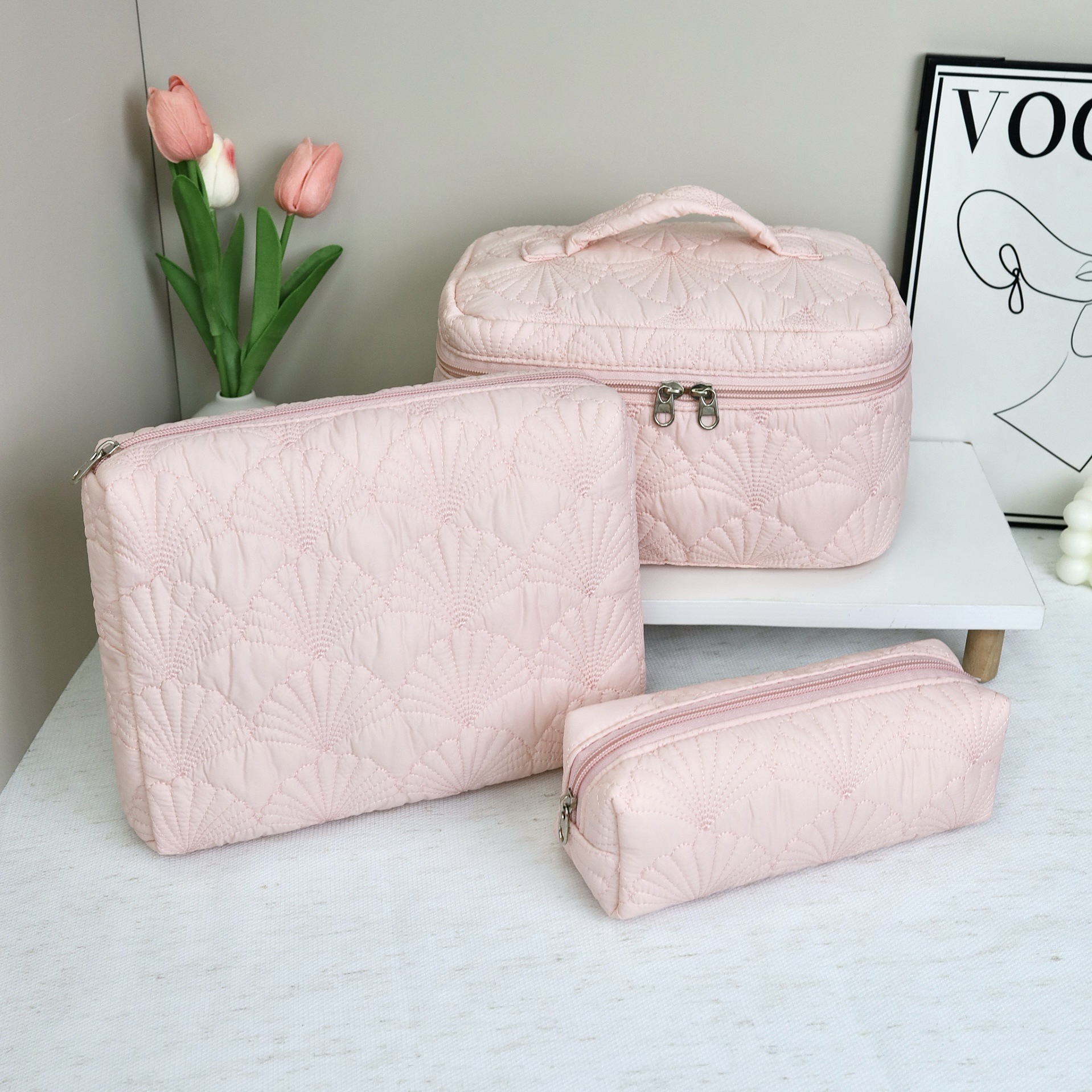 Coquillage rose [ensemble 3 pièces]