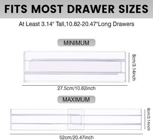Home Clear Acrylic <b>Drawer</b> <b>Dividers</b> Organizer Adjustable Transparent <b>Drawer</b> Separators - Product Image 2
