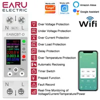 Disjoncteur intelligent WiFi Tuya 1P+N avec compteur de puissance (courant/tension/kWh), protection, contrôle à distance et relais temporisé 220V EAWCBT