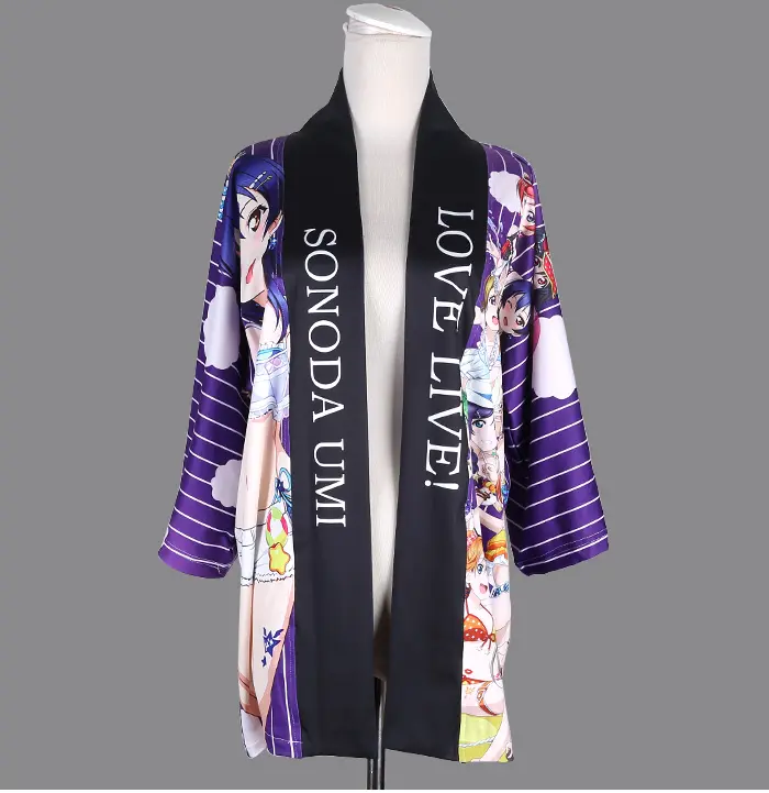 Tùy Chỉnh 3D In Ấn Phim Hoạt Hình Thiết Kế Chất Lượng Cao Kimono Robe Ladies Haori Tops Đáng Yêu Peignoir