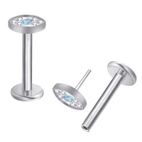 Labret-Anillo de labio sin rosca, joyería para el cuerpo, top de ojo, Pin de empuje, Piercing de tubo