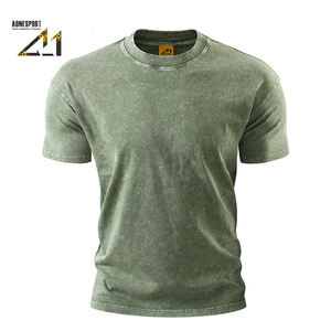 T-shirt vierge en coton 100% tricoté lourd, délavé à l'acide, coupe classique, avec design vintage pour homme - Product Image 5