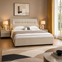 Lit rembourré en bois massif, luxueux, confortable et moderne, écologique et durable pour les chambres d'appartements modernes