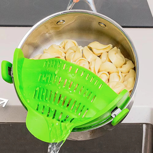 Universal Silicone Clip on Pan Pot <b>Strainer</b> Anti Spill Pasta Pot <b>Strainer</b> Food Grade Fruit <b>Colander</b> for Pasta Fruit Vegetable - Product Image 6