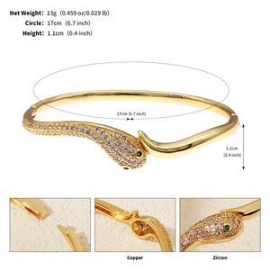 Brazalete de Cobre Chapado en Oro con Circonitas Cúbicas en Forma de Serpiente, Elegante y de Alta Calidad, Recomendado para Uso Diario y Fiestas Nocturnas, 2026 - Product Image 4