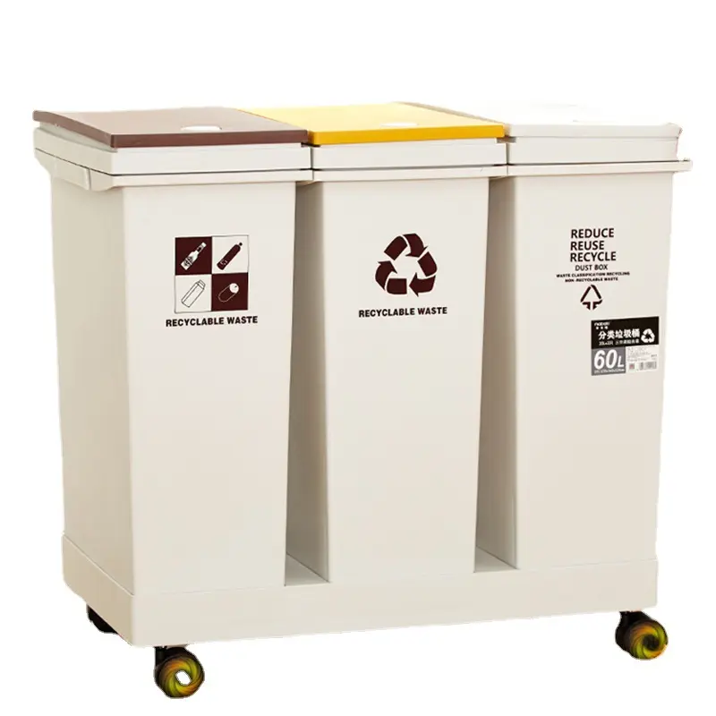 प्लास्टिक पहिया और ढक्कन के साथ 2/3 डिब्बे कचरा कचरा कर सकते हैं छँटाई 10L 36L के लिए रसोई कचरे के डिब्बे कचरा कर सकते हैं