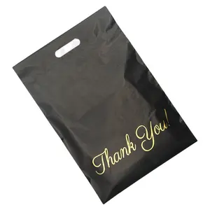 RTS 블랙 감사 손잡이 우편 봉투 플라스틱 방수 플라스틱 t 셔츠 포장 가방 도매 눈물 방지 택배 가방