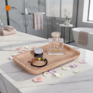 Plateau de salle de bain rectangulaire en bois <span class=keywords><strong>d</strong></span>'olivier, éco-responsable, fait main, durable, pour comptoir, plateaux de service en bois naturel - Product Image 1