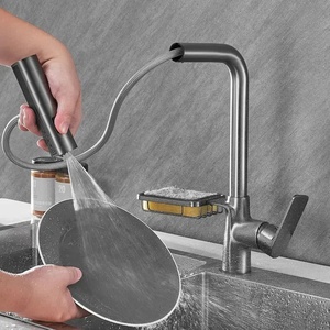New Single Hole Black Tri-flow Kitchen Mixer Tap With Pull <b>Down</b> Sprayer Swivel Flexible Pull Out Waterfall Kitchen AT9308B-DX Ki - Product Image 2