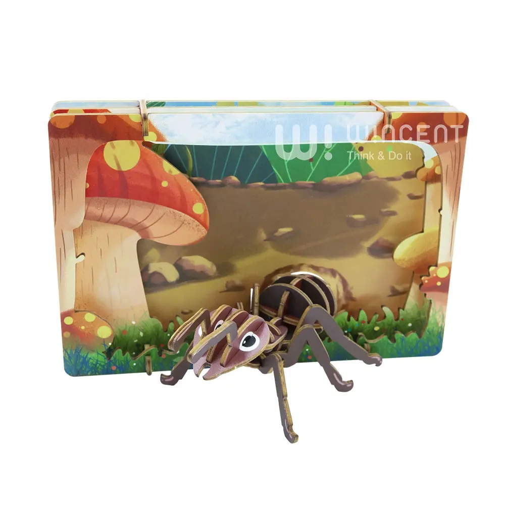 Wincent Insect theatre puzzle set learning and educational wood kid DIY puzzles toy