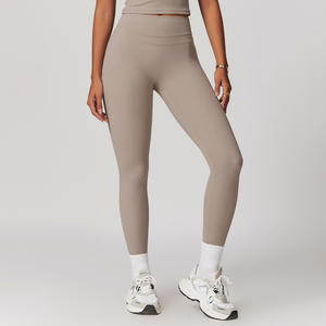 Leggings da Yoga a Vita Alta con Logo Personalizzato e Doppia Linea in Vita, Leggings Sportivi Aderenti Effetto Nudo per Donna - Product Image 2