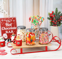 Organisateur de station à café décorative style ferme, décoration de bar à chocolat chaud en forme de traîneau de Noël pour cadeau d'hiver et fête de fin d'année