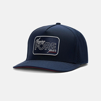 Casquette de baseball 5 panneaux en caoutchouc personnalisé avec logo, imperméable, 100 % polyester, perforations découpées au laser, pour le golf