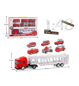 压铸拖拉机拖车运输车和拖车压铸玩具拖车scaniar带6辆迷你车