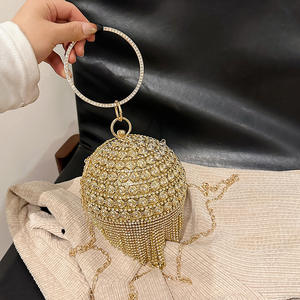Strass Abend tasche Runde Ball Silber Handtasche Damen Diamant Quaste Bankett Clutch und Geldbörse Hochzeit Braut Prom Brieftaschen - Product Image 3