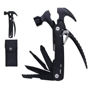 cinturón multitool Suppliers-Alicates de martillo para acampada, accesorios multiherramienta de acero inoxidable 12 en 1, con bolsa de cinturón de nailon