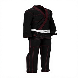 Kimono de BJJ Negro con Costuras Rojas, Talla Adulto para Hombre, Corte Regular, 100% Algodón, Uniforme Duradero de Jiu Jitsu Brasileño - Product Image 1