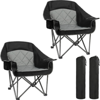 Chaise de camping rembourrée surdimensionnée, robuste, pliable en quatre parties, portable pour l'extérieur - Supporte 500 lb