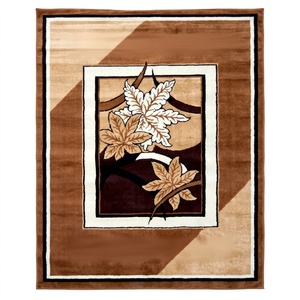 Tapis rectangulaire moderne du milieu du siècle, marron et noir, à motifs floraux, tufté à la main, à poils moyens, lavable en machine, pour salon - Product Image 1
