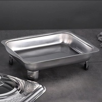 Edelstahl-Speisewärmer mit Klappfüßen, Leicht zu Transportieren, Gastronomie-Warmhalteplatte für Restaurants, Hotels und Buffets, Tischset mit Deckel