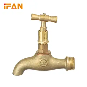 IFAN Water Brass Bib Cock Tap Gold Color 3/4inch Brass Core Female Thread Brass Bibcock Taps Bibcock