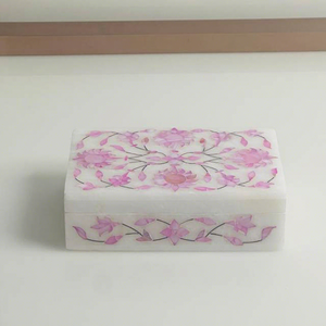 เครื่องประดับตกแต่งสี่เหลี่ยมขนาด15x10ซม. ทำด้วยมือพร้อมกล่องเก็บของฝังหินอ่อนและเปลือกหอยมุกสำหรับเก็บแหวน - Product Image 1