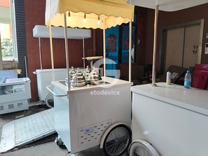Carrito de Helados Comercial Blanco con Toldo y 4 Cubetas de Acero Inoxidable para Gelato - Product Image 6