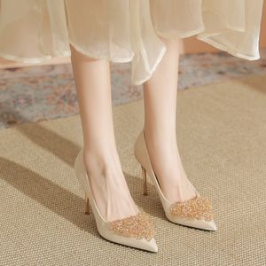 Zapatos de Tacón de Aguja con Punta en Pico 9888A-130, Zapatos de Novia con Pedrería, Tacones Altos Elegantes de Satén para Mujer, para Ocasiones Formales - Product Image 4