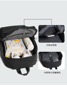 กระเป๋าเป้สะพายหลังแบบกันน้ำ PU สไตล์ใหม่ พร้อมโลโก้สั่งทำ สำหรับนักเรียน นักศึกษา  ใช้ได้ทั้งเดินทางท่องเที่ยวและธุรกิจ ใส่แล็ปท็อปได้ รุ่น D-015 - Product Image 6