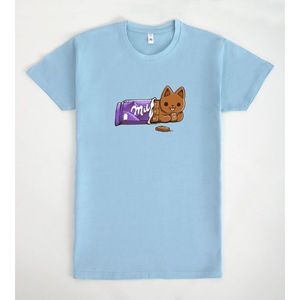 T-shirt Milkcat in cotone azzurro, abbigliamento casual unisex - Product Image 1