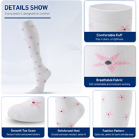 Chaussettes de compression à imprimé floral pour femmes, chaussettes de sport à compression, chaussettes de soutien pour la course à pied, le cyclisme et la randonnée
