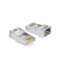 Conector RJ45 Blindado 8P8C, Macho Plateado, para Cable Ethernet Cat6/Cat7, Piezas de Telecomunicaciones y Redes