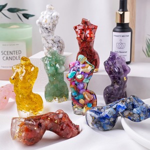 7cm cristal Natural grava goteo resina modelo femenino busto femenino modelo Sexy cuerpo desnudo estatua cuarzo arte piedra estatuilla Decoración - Product Image 2