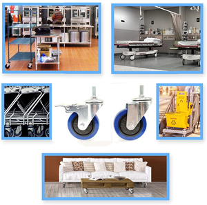 Roues de chariot industrielles robustes en PU de <span class=keywords><strong>3</strong></span>, 4 et 5 pouces avec noyau en plastique, pivotantes, en acier inoxydable, avec frein de blocage pour meubles - Product Image 3