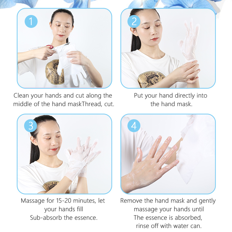 Пользовательский модный уход за кожей Отбеливающая увлажняющая маска для рук перчатка