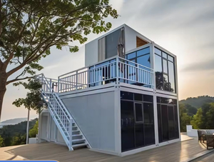 Casa Contenedor de 2 Pisos, Estructura Móvil Desmontable de Acero Galvanizado, Fácil Montaje, Paredes de Vidrio, Terraza, Hotel Contenedor - Product Image 1