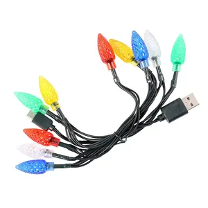 2024 presente de Natal LED Luzes de Natal cabo de carregamento USB e carregador de lâmpada cabo de carregamento de telefone atacado