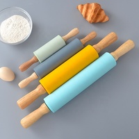 Petit rouleau à pâtisserie en silicone pour usage domestique, rouleau à pâtisserie pour enfants, antiadhésif, pour étaler la pâte, la cuisson et les enveloppes de raviolis