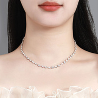Argent 925 Original Total 11.45 Carat Brilliant Cut Diamond Test Passé Goutte D'eau Ovale Carré VVS1 Moissanite Collier pour Femmes
