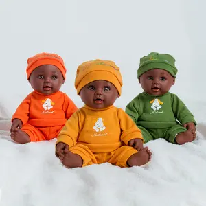 Fornecedores de fábrica 12 Inch Silicone Doll Realista Africano Boneca Roupas Presente Preto Baby Dolls Para Crianças