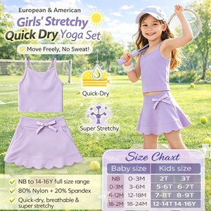 Conjunto de Yoga DH ODM para Niñas, Color Lavanda Violeta, Camisola con Tirantes Finos, Falda con Volantes, Ropa Deportiva para Niñas Pequeñas, Ropa Informal de Boutique para Niños - Product Image 2