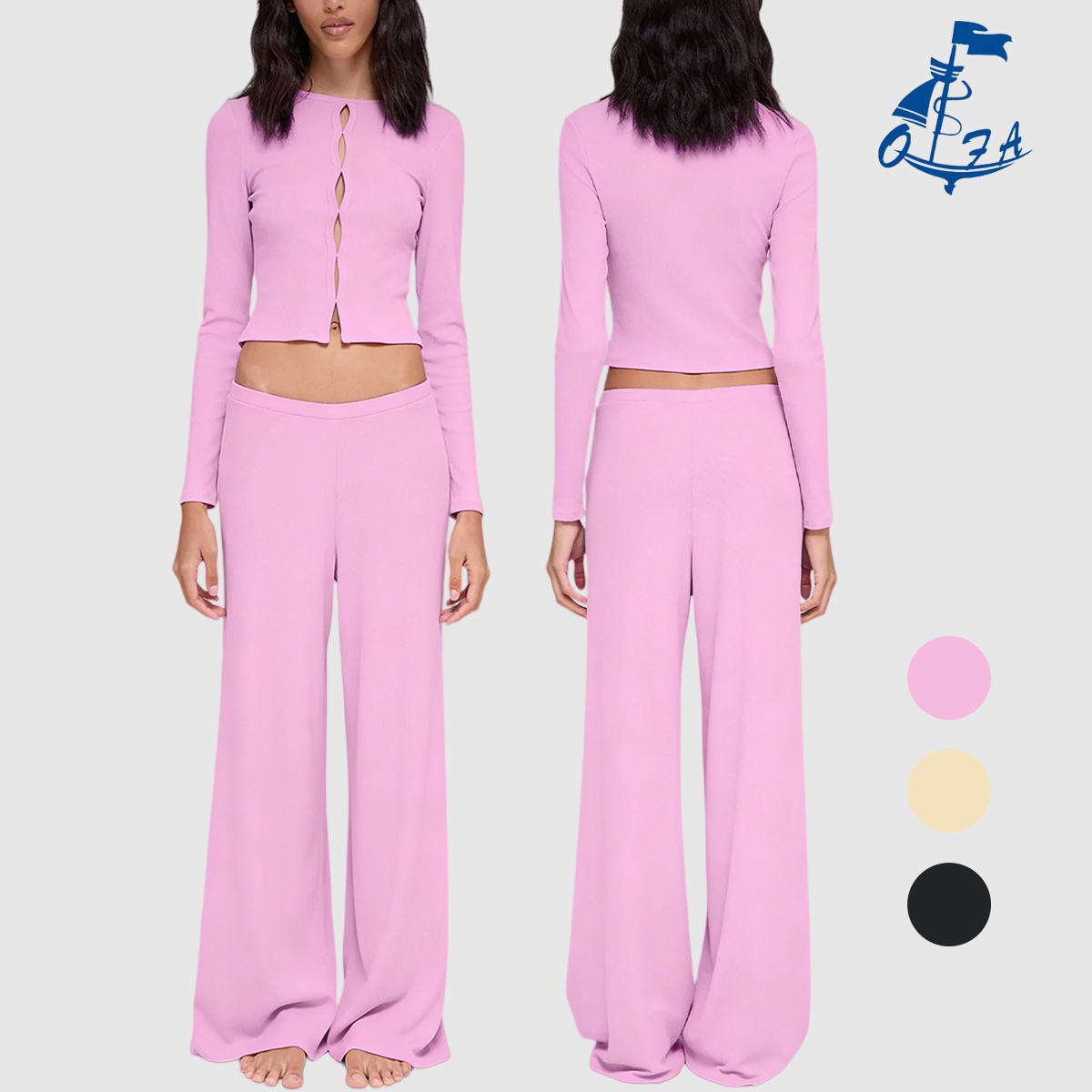 L-T6736+K6735 Women's Breathable Top Sets Long-sleeved Suit Loose-fitting Trousers Gym Fitness Wear Yoga Sets Pilates Sets