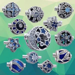 Colgante de Plata de Ley 925 con Perlas de Agua Dulce y Circonitas, Serie Azul Clásica, Diseño de Corazón, Accesorio de Moda para Mujer, Lujoso y Moderno - Product Image 1