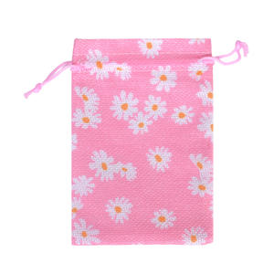 Yiwu กระเป๋าผ้าป่านลายดอกเดซี่มีเชือกผูกปากถุงใส่เครื่องประดับถุงใส่ของขวัญสำหรับตกแต่งเทศกาลคริสต์มาส - Product Image 6