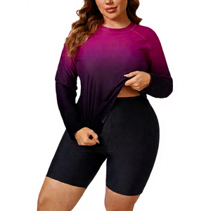 Custom <b>Long</b> <b>Sleeve</b> Surf 2 Piece <b>Swimsuit</b> Women Swimwear Recycle Bathing Suit Surfer Swimwear Rash Guard Manufacturer - Product Image 1