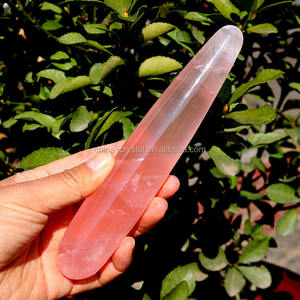天然ローズクォーツヒーリングクリスタルマッサージワンドディルド - Product Image 5