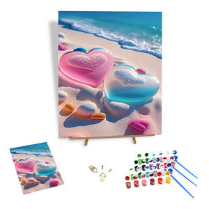 Custom Paint by Numbers Loving <strong>Couple</strong> on the Beach Paint by Numbers Valentine's Day Home Decoration - Product Image 1