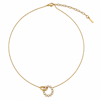 Collana con Ciondolo a Cerchio Intrecciato con Lettera D in Acciaio Inossidabile Placcato Oro 18K e Zirconi, Stile Lusso Discreto, per Donna - Vendita all'Ingrosso